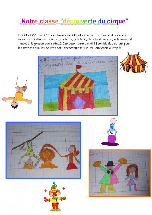 Page De Garde Cahier Cp Theme Cirque Ecole Carlhian Rippert - Les classes de CP ont découvert le monde du cirque